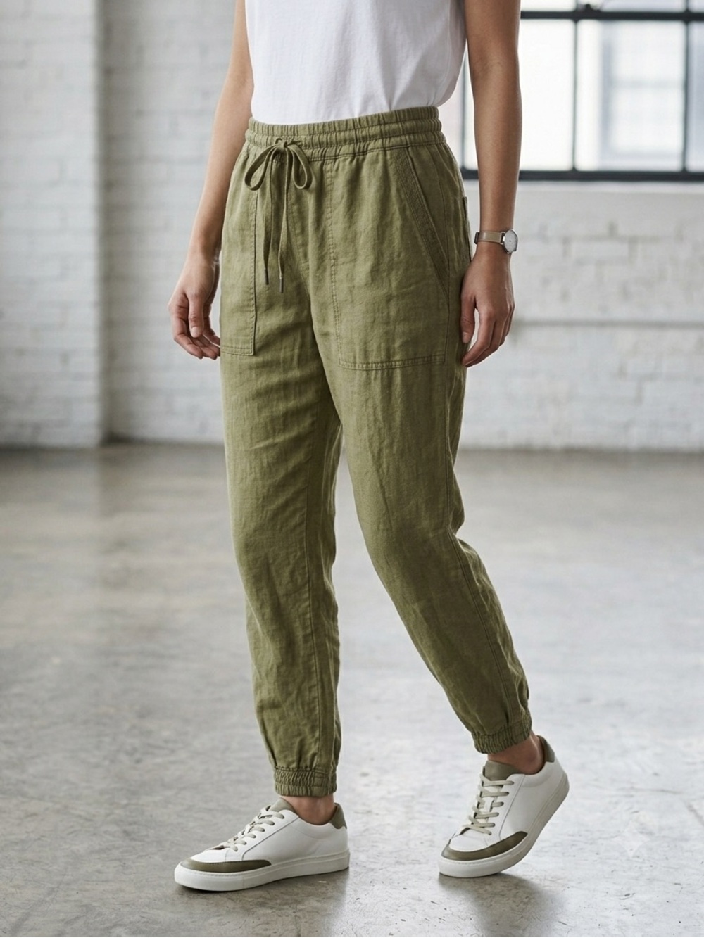 Zara Olive Utility Drawstring Joggers